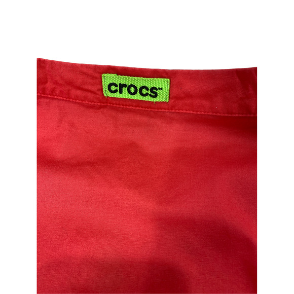 Casual Crocs Mens 2X Melon Garage Scrub With Green Logo Short Sleeve Popover Top - Picture 4 of 8